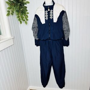 Vintage Wilson Women Sz S Track Suit Blue Full Zip Ankle Zip Lined Windbreaker